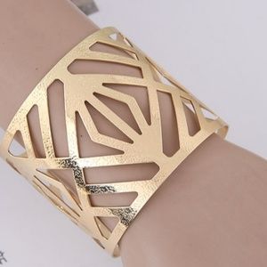 Triangle Wide Cuff Bracelet Geometric Cut out Gold NWOT